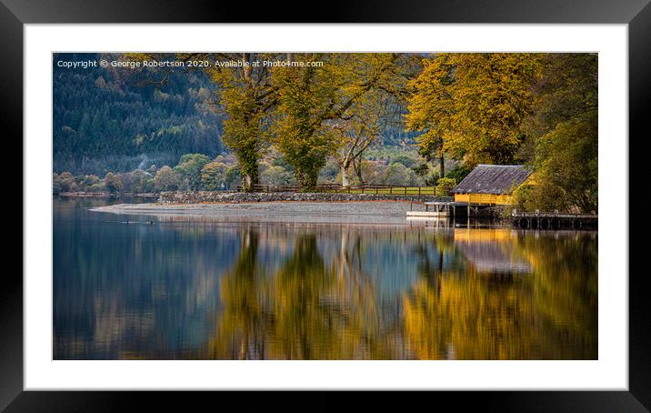 Autumn at the boathouse on Loch Ard Framed Mounted Print by George Robertson