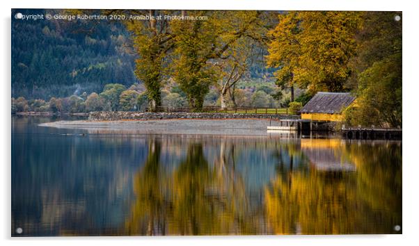 Autumn at the boathouse on Loch Ard Acrylic by George Robertson