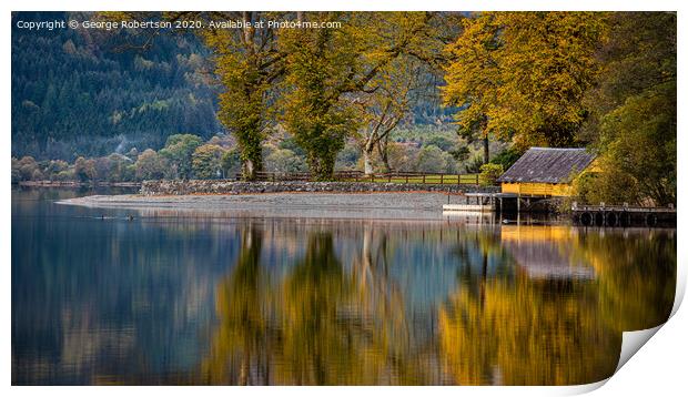Autumn at the boathouse on Loch Ard Print by George Robertson