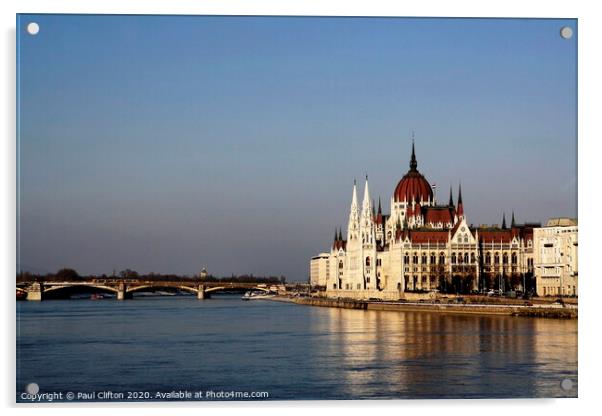 Hungarian parliament building in Budapest Acrylic by Paul Clifton