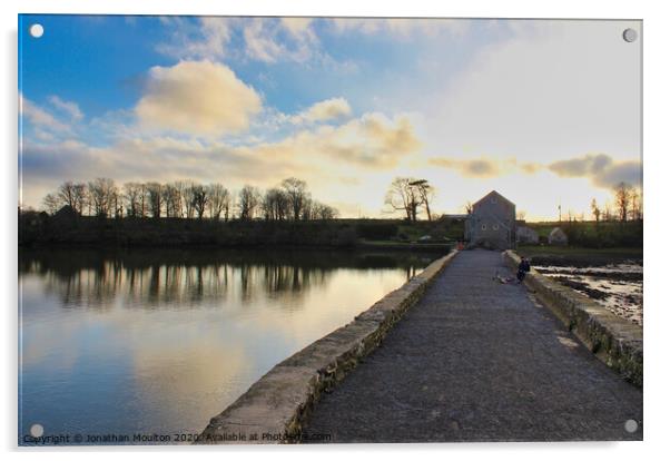 The Mill at Carew Castle Acrylic by Jonathan Moulton