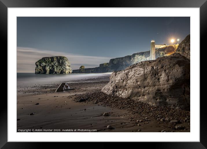 Marsden Rock and The Grotto at Night Framed Mounted Print by Robin Hunter