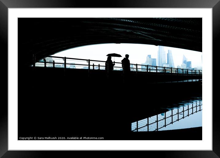 A stroll under the bridge Framed Mounted Print by Sara Melhuish