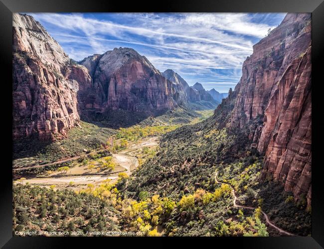 Zion National Park from tha path to Angels landing, Utah Framed Print by Frank Bach