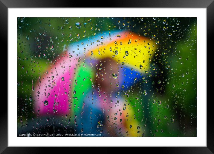 Rainbow umbrella Framed Mounted Print by Sara Melhuish