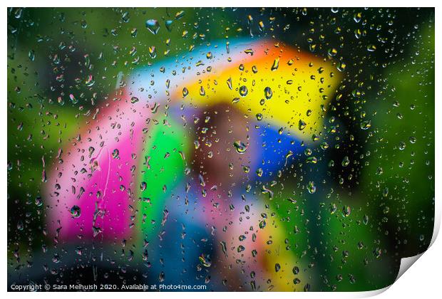 Rainbow umbrella Print by Sara Melhuish