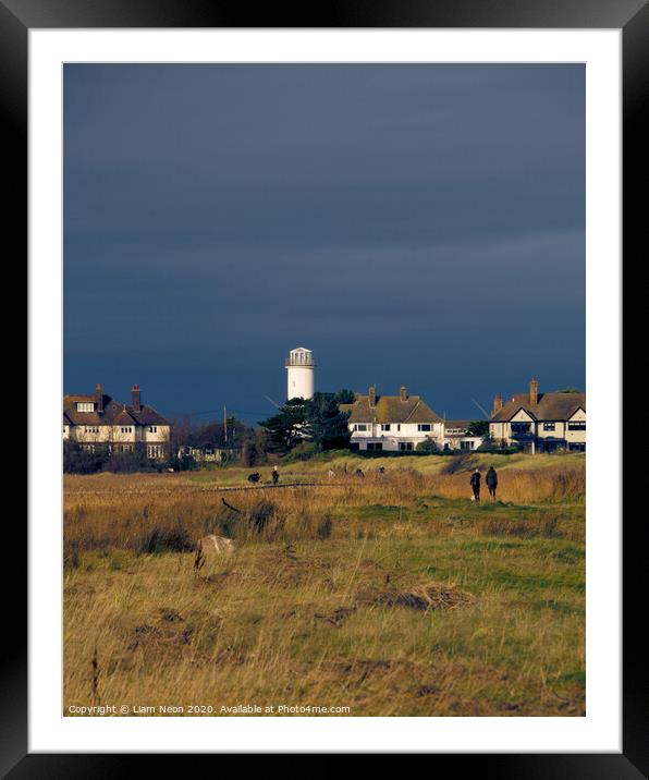 Hoylake Lighthouse Dunes Framed Mounted Print by Liam Neon