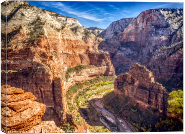 Zion National Park from the track to Angels landing, Utah Canvas Print by Frank Bach