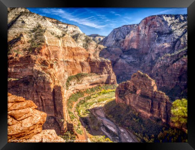 Zion National Park from the track to Angels landing, Utah Framed Print by Frank Bach