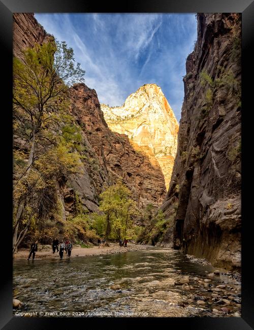 Entrance to the Narrows Zion national park, Utah Framed Print by Frank Bach
