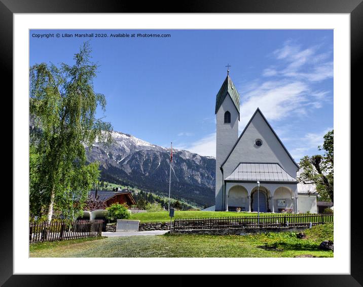 St Josefs Catholic church Flims Waldhaus  Switzerl Framed Mounted Print by Lilian Marshall