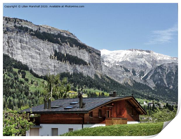 Swiss alps in Flims Waldhaus.  Print by Lilian Marshall