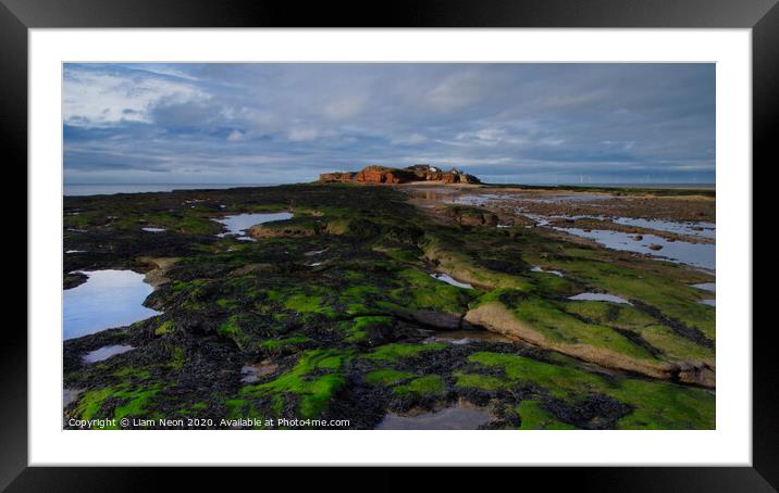 Hilbre on the Rocks Framed Mounted Print by Liam Neon