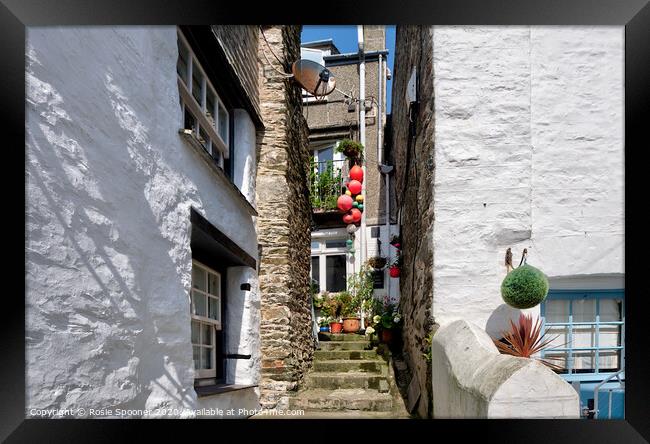 Fascinating cottages at Polperro Framed Print by Rosie Spooner