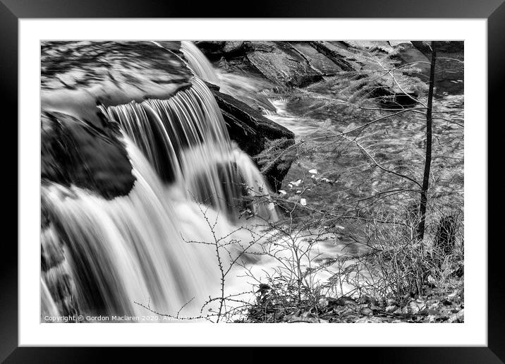 Black and White Brecon Beacons Waterfall Framed Mounted Print by Gordon Maclaren