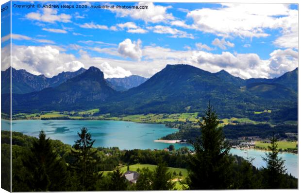Austrian mountain range including lake Achensee. Canvas Print by Andrew Heaps