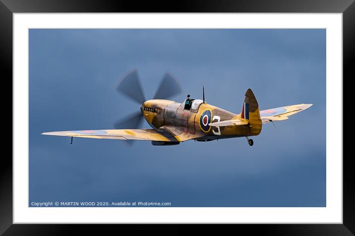 Spitfire into the Blue Framed Mounted Print by MARTIN WOOD