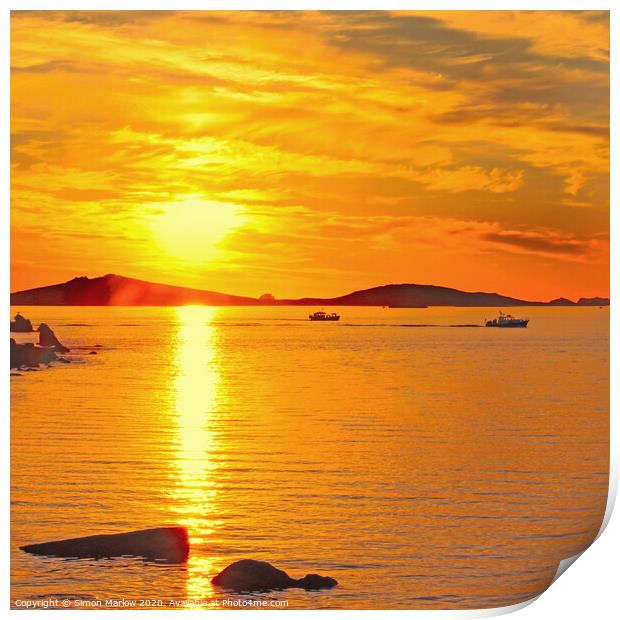 Breathtaking Sunset on the Scilly Isles Print by Simon Marlow