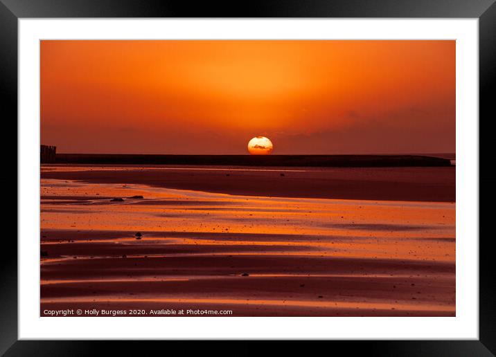 Sunset over the sea in Dieppe France Framed Mounted Print by Holly Burgess