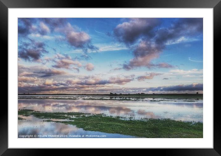 Sunset cloud reflections Framed Mounted Print by HELEN PARKER
