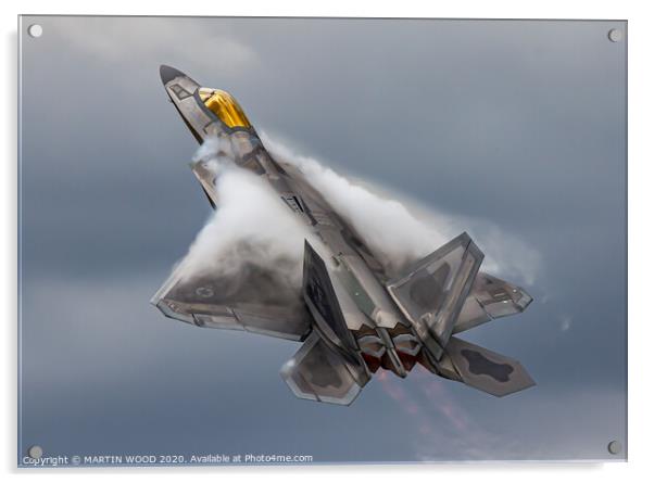 F-22 Raptor clouds Acrylic by MARTIN WOOD