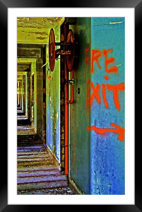 Fire Exit - Urban Exploration Framed Mounted Print by val butcher