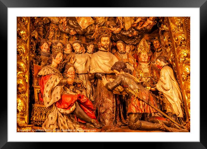 Sculpted Wooden Altarpiece Mercedarian Order Barcelona Cathedral Spain Framed Mounted Print by William Perry