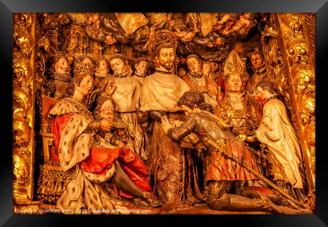 Sculpted Wooden Altarpiece Mercedarian Order Barcelona Cathedral Spain Framed Print by William Perry