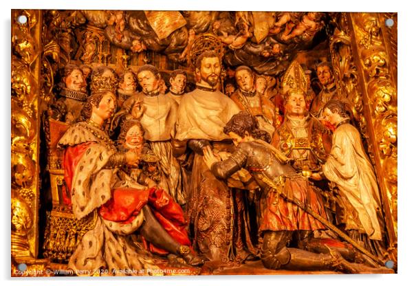 Sculpted Wooden Altarpiece Mercedarian Order Barcelona Cathedral Spain Acrylic by William Perry