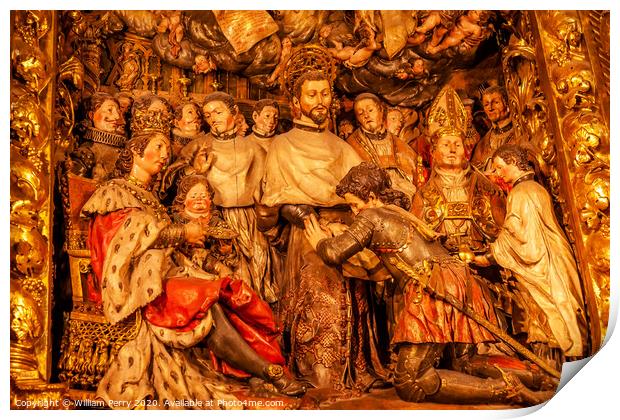 Sculpted Wooden Altarpiece Mercedarian Order Barcelona Cathedral Spain Print by William Perry