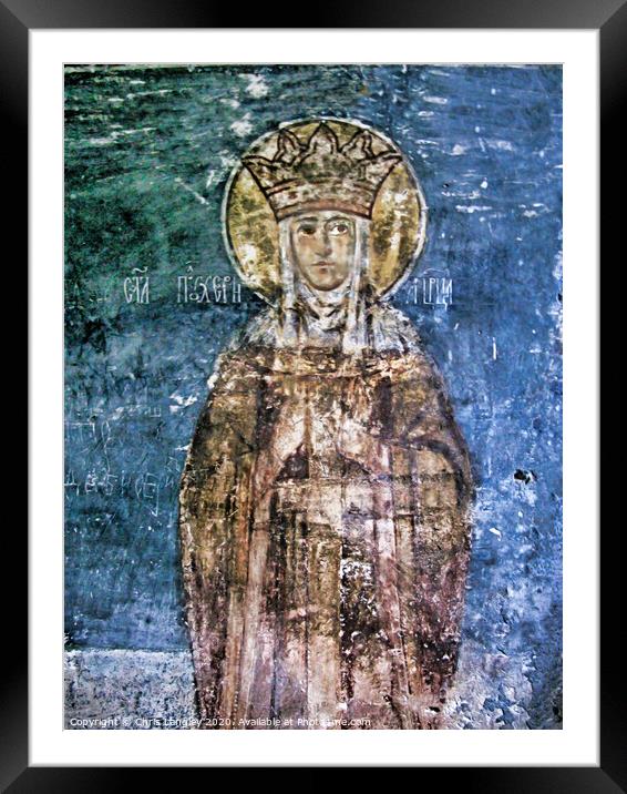 Basilica Wall Painting, Bucovina, Romania Framed Mounted Print by Chris Langley