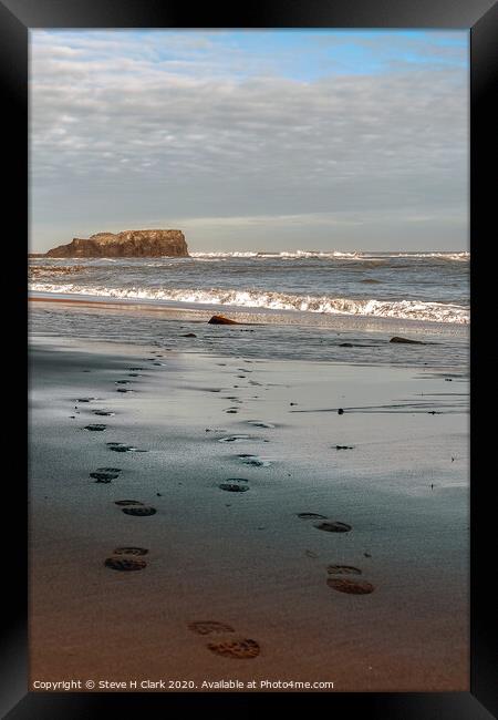 Footprints in the Sand Framed Print by Steve H Clark