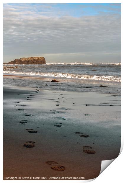 Footprints in the Sand Print by Steve H Clark