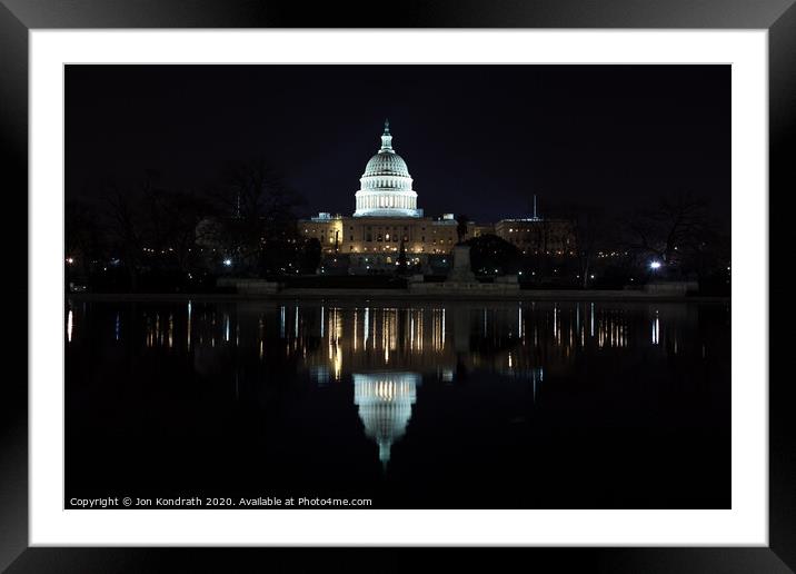 US Capitol Building Reflection Framed Mounted Print by Jon Kondrath