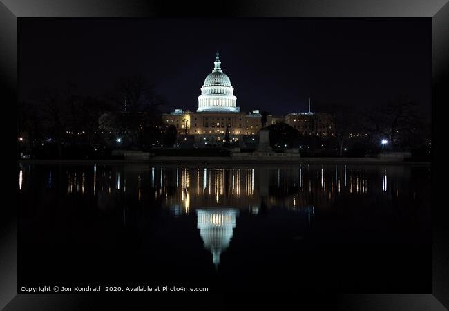 US Capitol Building Reflection Framed Print by Jon Kondrath