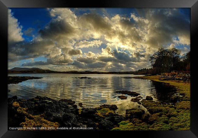 Skye cloudscape reflected in Loch Treaslane. Framed Print by Richard Smith