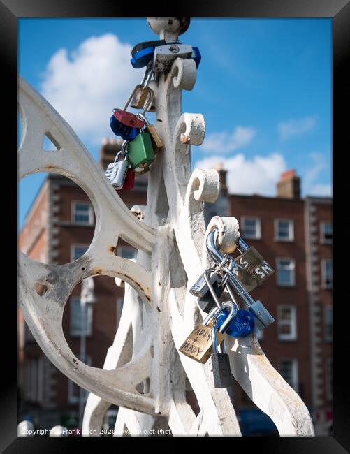 Halfpenny bridge lockers in Dublin, Ireland Framed Print by Frank Bach