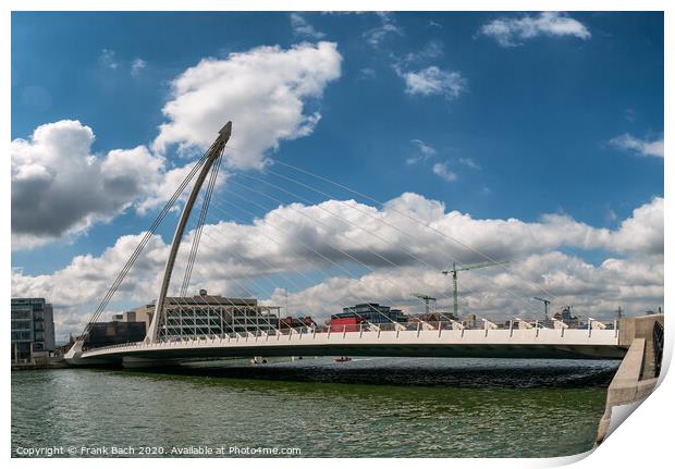 Samuel Beckett suspension bridge over the river Liffey in Dublin Print by Frank Bach