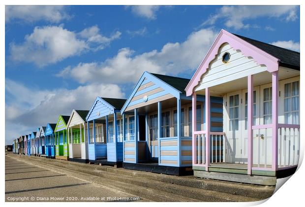 Southwold beach huts  Print by Diana Mower