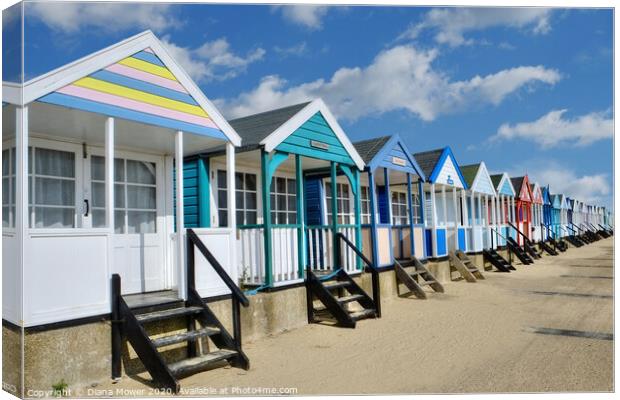 Southwold beach huts Suffolk Canvas Print by Diana Mower