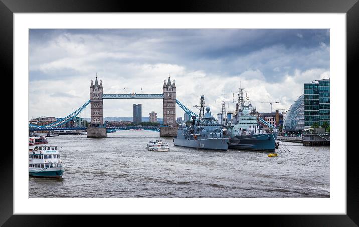 HMS Belfast in London Framed Mounted Print by Jason Wells