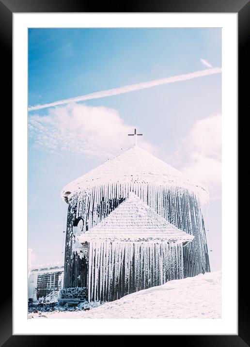 Winter Snow Chapel Framed Mounted Print by Patrycja Polechonska