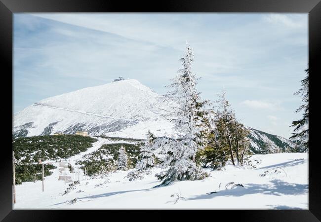 Sniezka Mountain Winter Framed Print by Patrycja Polechonska