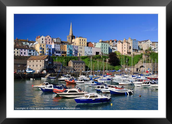 Boats in Tenby Harbour Pembrokeshire Framed Mounted Print by Chris Warren