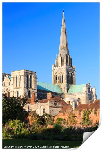 Bishops Palace Gardens and Chichester Cathedral Print by Chris Warren
