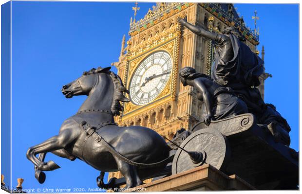 Big Ben and Boadicea's Horse Westminster London Canvas Print by Chris Warren