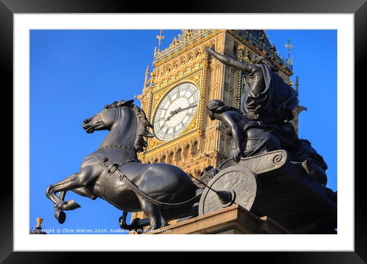 Big Ben and Boadicea's Horse Westminster London Framed Mounted Print by Chris Warren