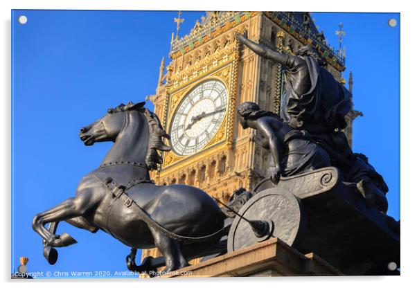 Big Ben and Boadicea's Horse Westminster London Acrylic by Chris Warren