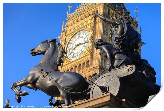 Big Ben and Boadicea's Horse Westminster London Print by Chris Warren