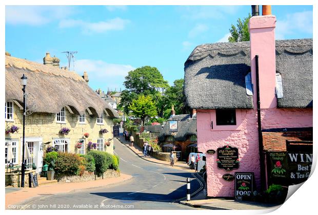 The beautiful thatched village of old Shanklin on the Isle of Wight.  Print by john hill